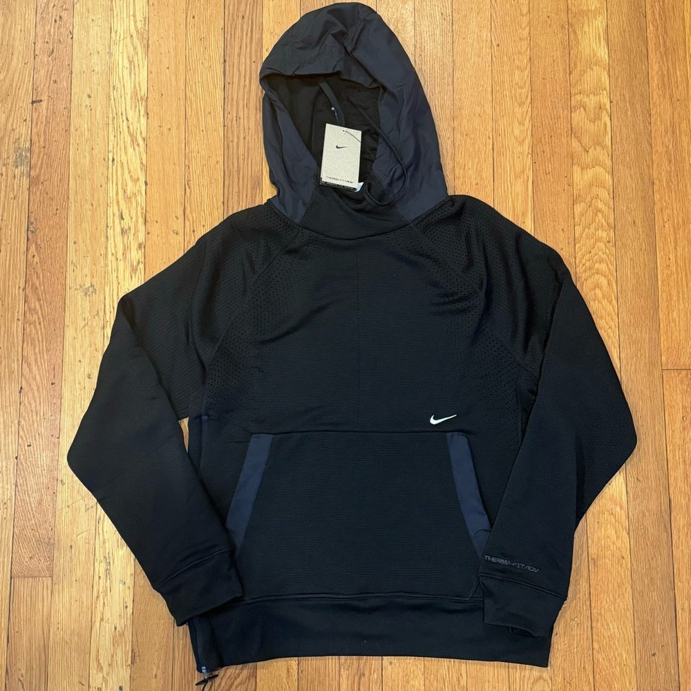 Nike Mens Hoodie Therma-FIT ADV Black Hooded Sweatshirt Men Medium